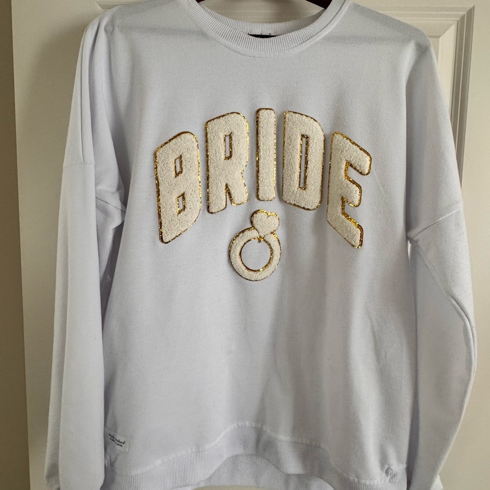 Simply Southern White Bride Sweater with Gold Details